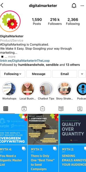 DigitalMarketer Instagram account